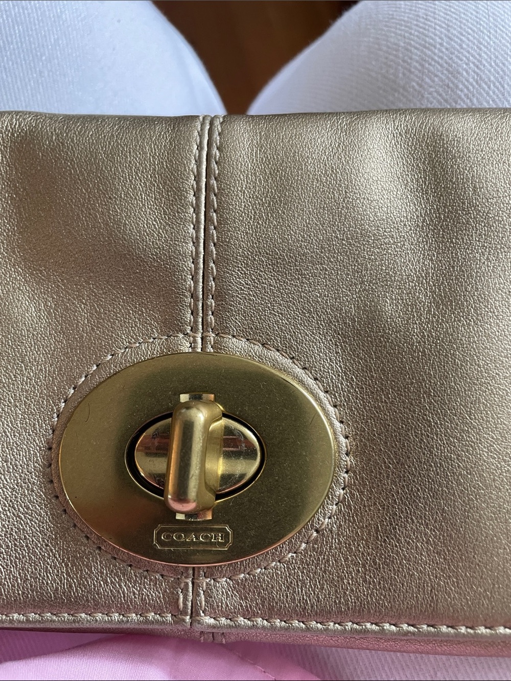 Coach Golden Metallic Turnlock Clutch - Picture 9 of 9